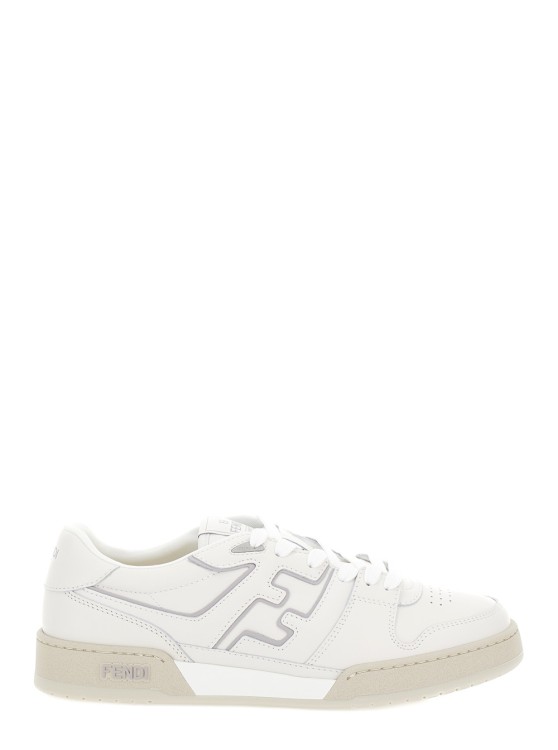 Fendi Match' White Tonal  Low-top Sneakers With Ff Detail In Leather
