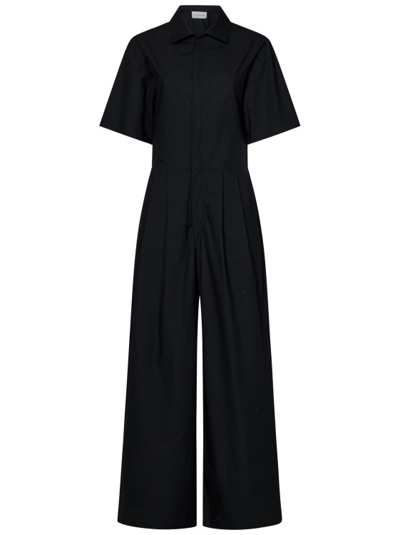 Shop Armarium Roman Black Cotton Poplin Short-sleeved Jumpsuit