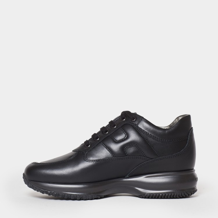 Shop Hogan Soft Black Nappa Leather Interactive Sneakers