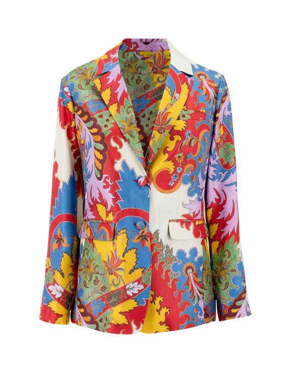 Etro Single Breasted Silk Tailored Jacket In Red