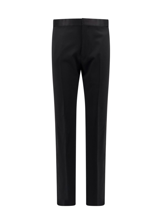 Shop Tom Ford Virgin Wool Trouser With Satin Profiles In Black