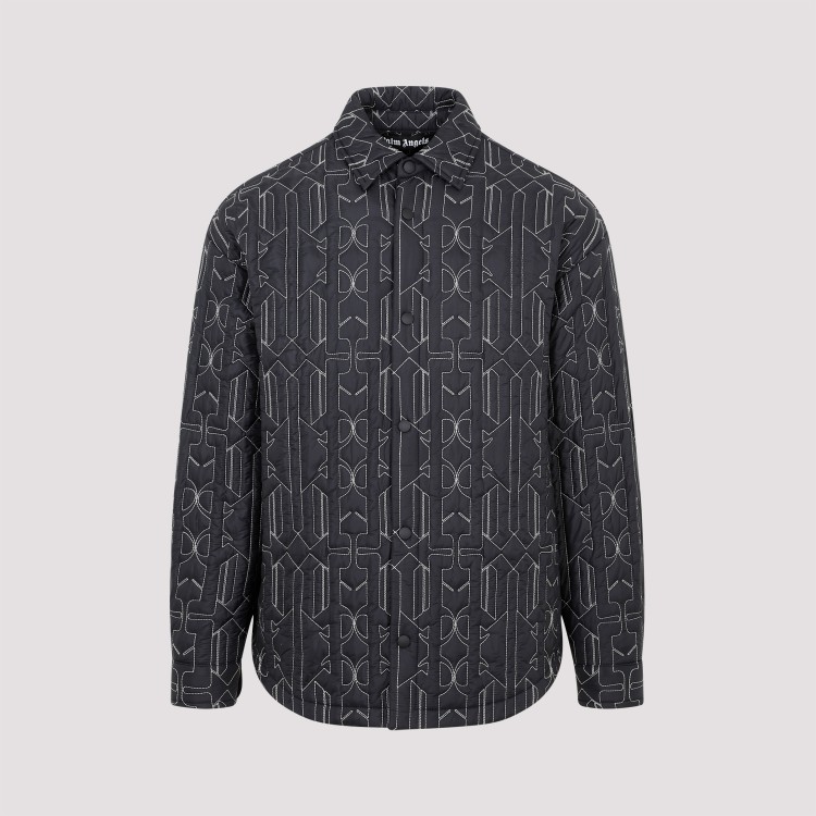 Shop Palm Angels Grey Anthracite All Monogram Quilted Over Shirt In Black