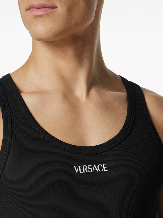 Shop Versace Black Logo Tank Top