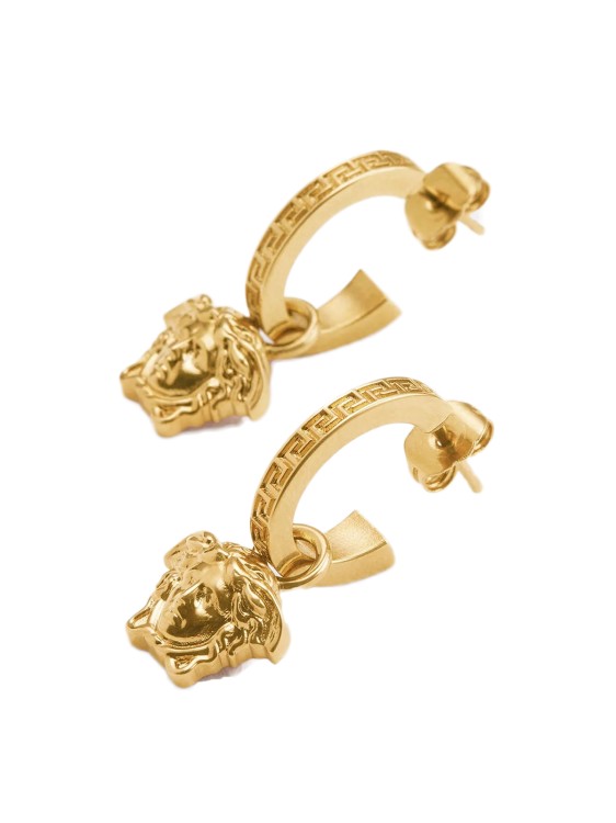 Versace Gold 'la Medusa' Greca Hoop Earrings In Gold