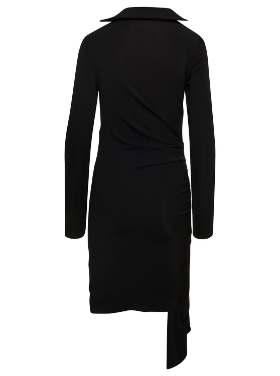 Shop Off-white Mini Asymmetric Black Dress With Cut-out And Ruffle Detail In Viscose Stretch