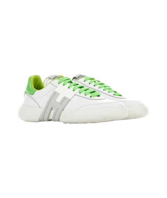 Shop Hogan White Sneakers Fluo Green