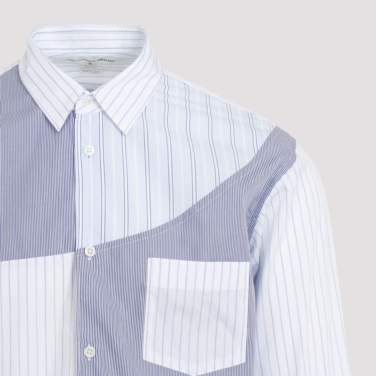 Shop Comme Des Garçons Blue Patchwork Poplin Shirt In White