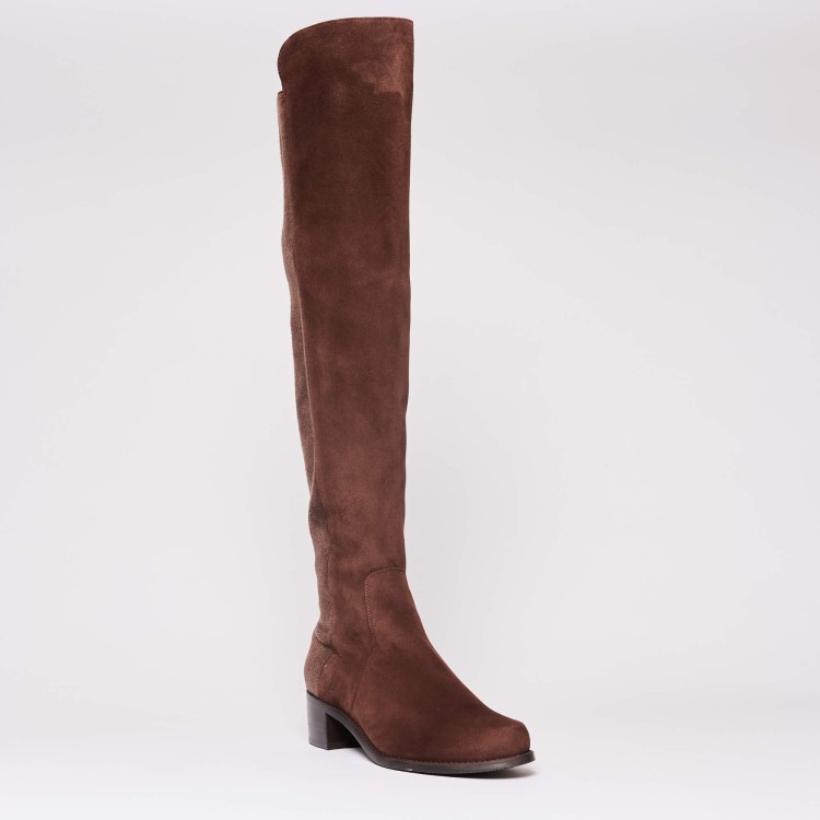 Shop Stuart Weitzman Boot With Low Heel In Dark Brown Leather