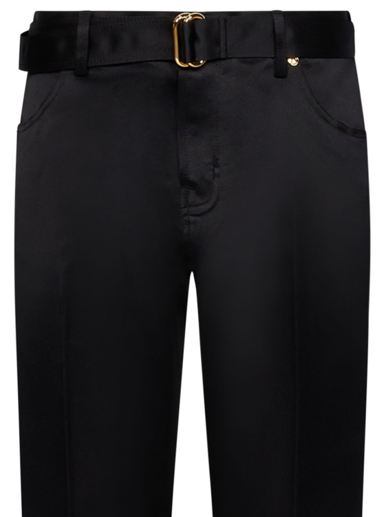 Shop Tom Ford Black Silk Satin Five-pocket Boyfriend-fit Trousers