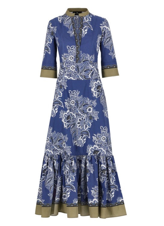 Shop Etro Bouquet Bandana Dress In Blue