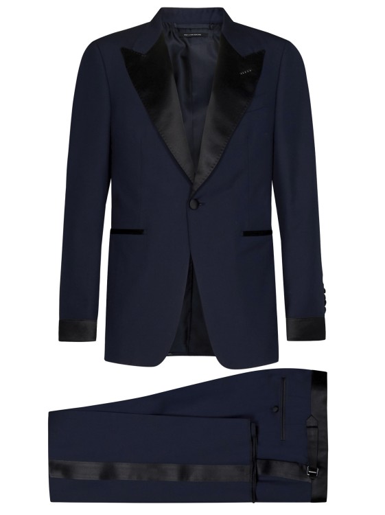 Tom Ford Silk-trim Single-breasted Suit In Blue