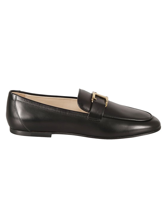 Shop Tod's Black T-logo Leather Loafers