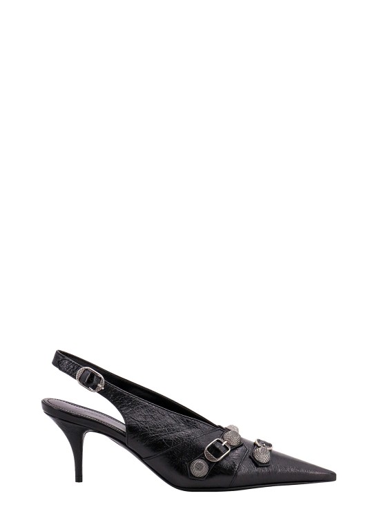 Shop Balenciaga Leather Slingback With Metal Details In Black