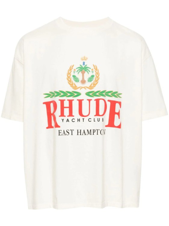 Rhude East Hampton Crest Cotton T-shirt In White