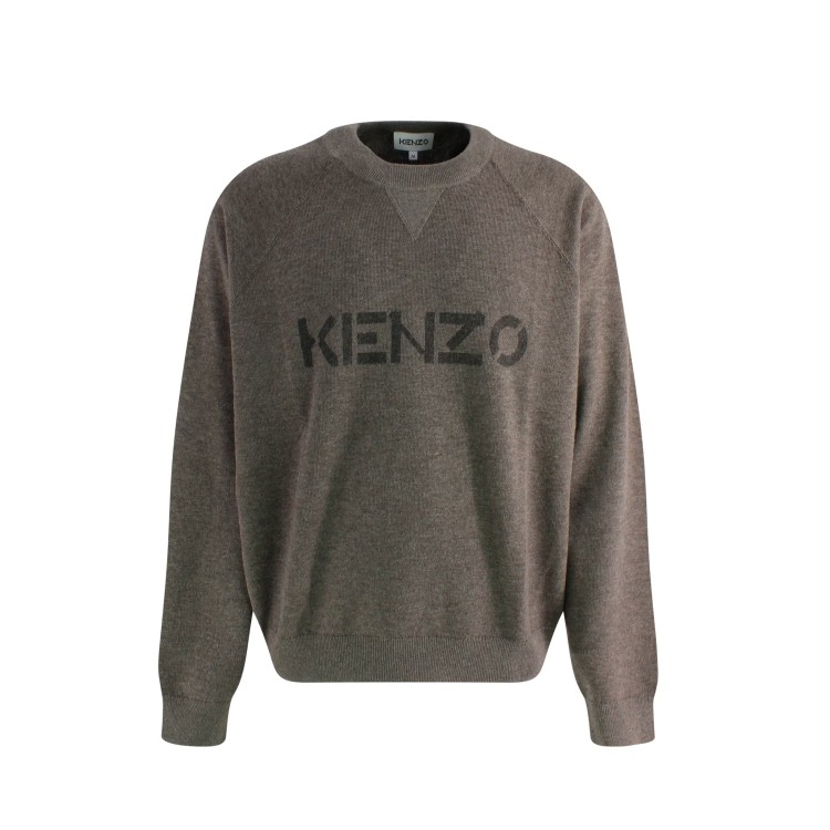 Shop Kenzo Logo Brown Sweater In Grey