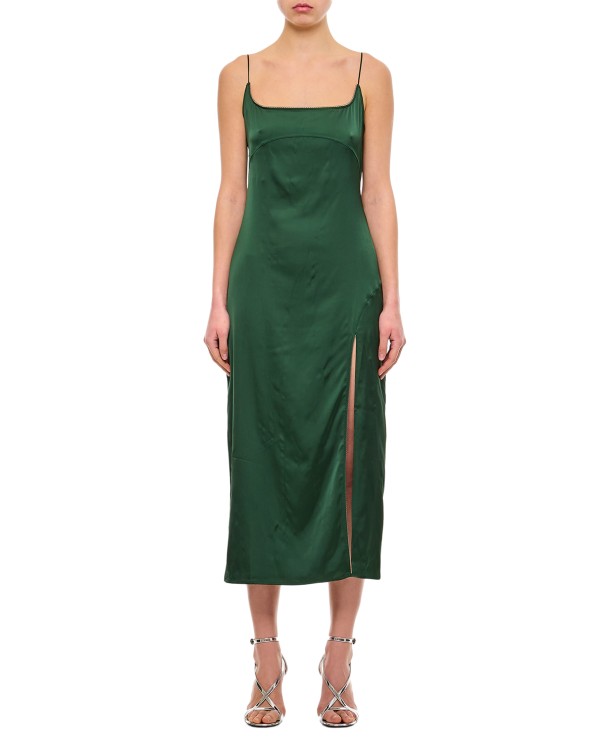 Jacquemus Midi Slip Dress W/ Side Slit In Green