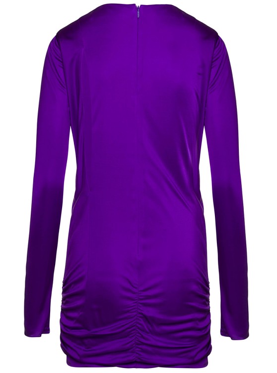 Shop Versace Purple Minidress With Cut-out Detailing Satin Effect In Viscose