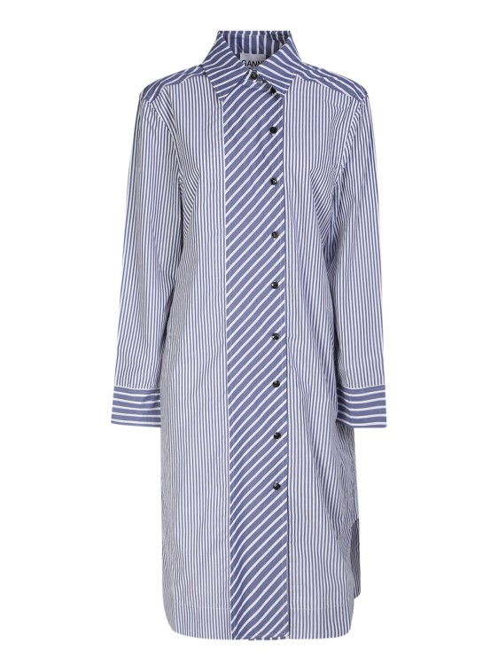 Ganni Blue-patchwork Style Chemisier In Blue