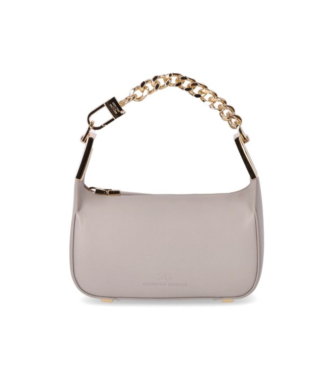 Shop Elisabetta Franchi Pearl Grey Mini Bag With Chain