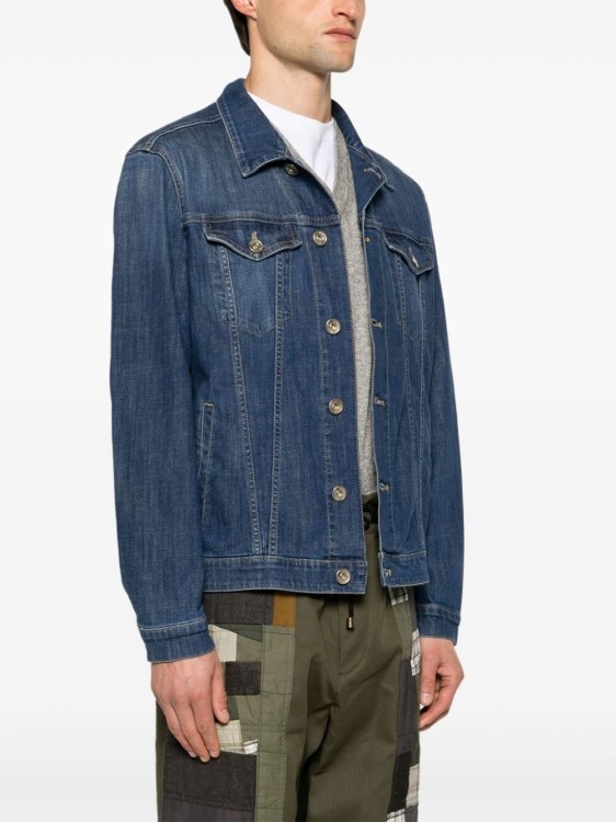 Shop Eleventy Panelled Denim Jacket In Blue