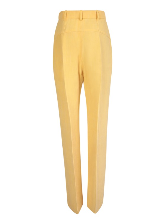 Shop Jacquemus Yellow Linen The Sage Pants Pants