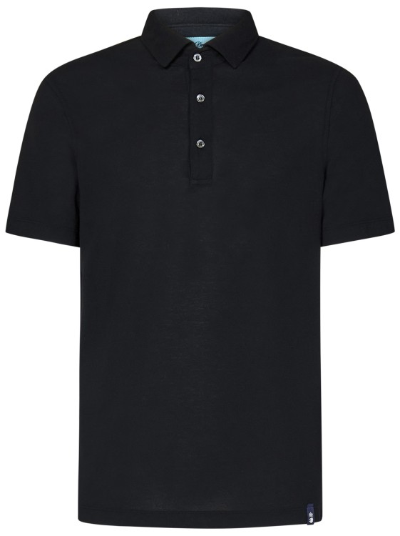 Drumohr Spread-collar Cotton Polo Shirt In Black