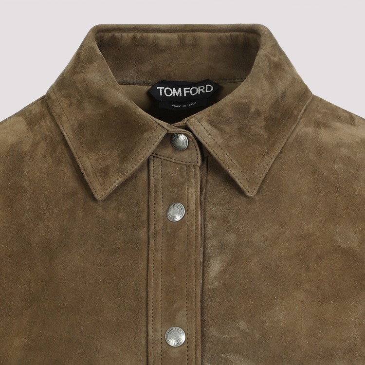 Shop Tom Ford Soft Suede Brown Lamb Leather Shirt