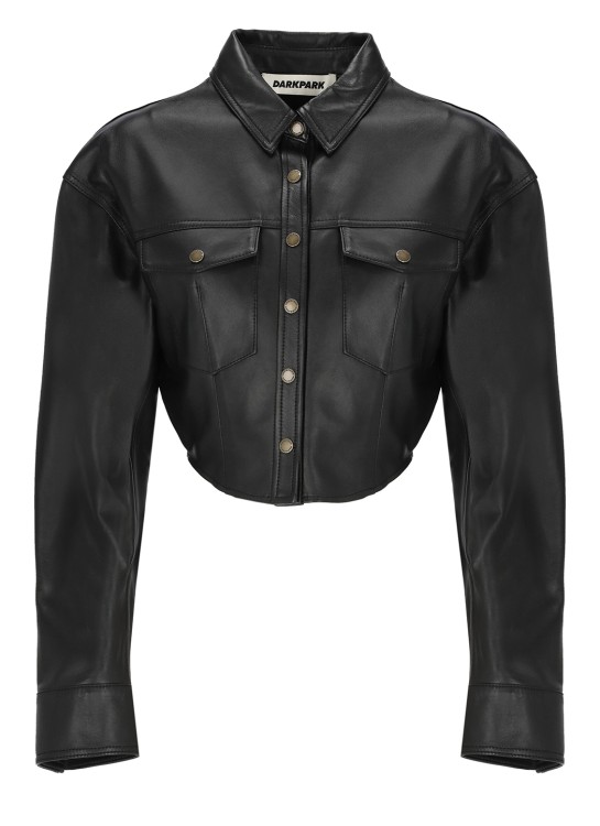 Darkpark Bianca Leather Cargo Trousers In Black