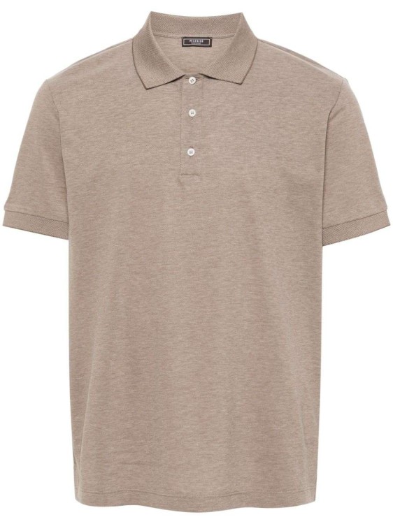 Shop Peserico Brown Cotton Polo Shirt