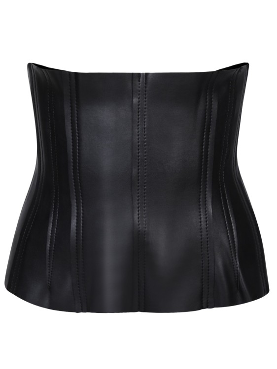 Shop Norma Kamali Faux-leather Corset In Black