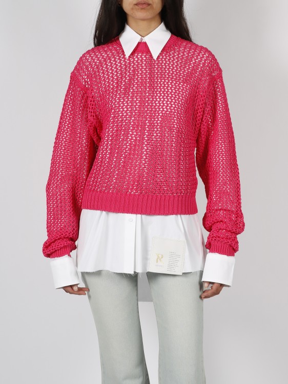 Shop Ramael Bio Cable Crewneck Sweater In Red