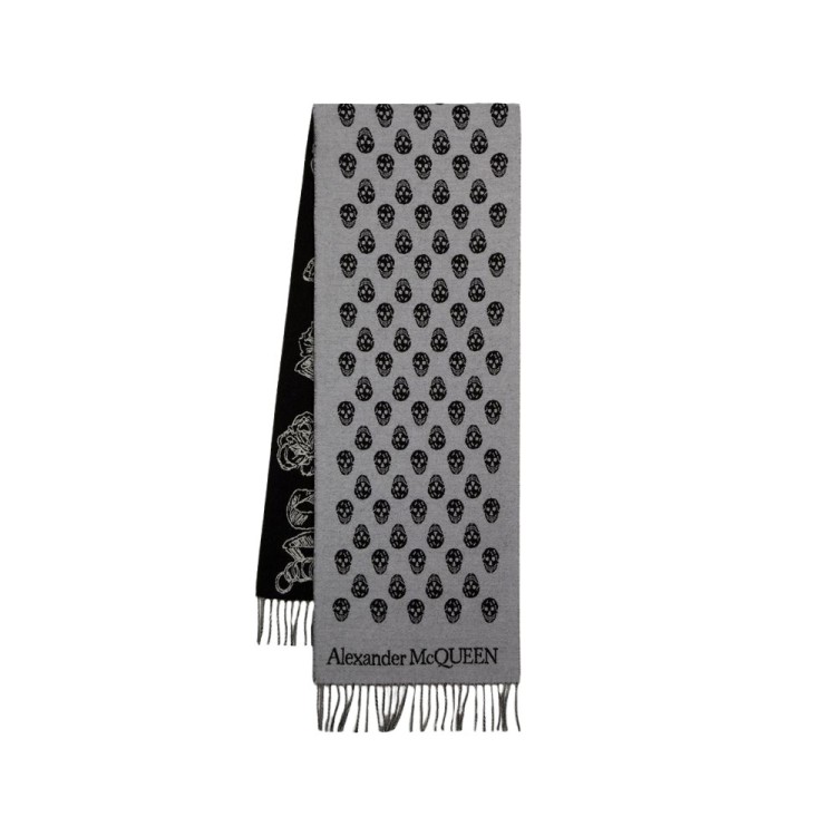 Alexander Mcqueen Scarf Ribbon Reverse In Grey