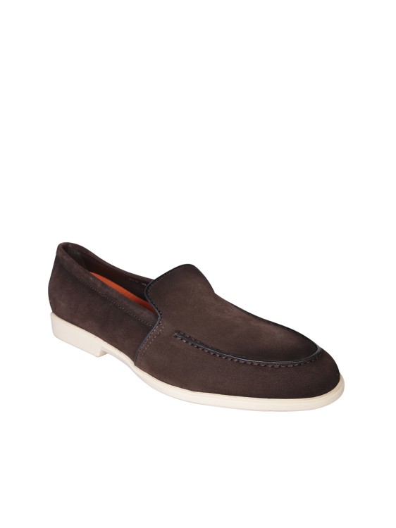 Shop Santoni Crafted From High-quality Brown Suede Moccasin