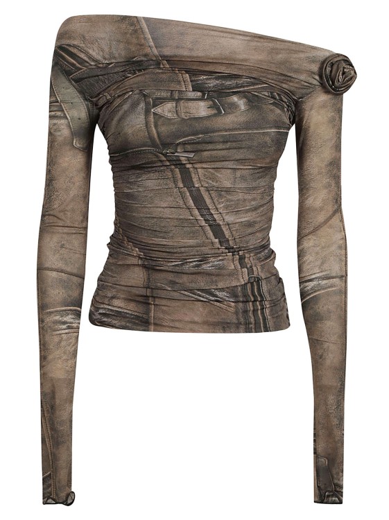 Blumarine Bedrucktes Off-shoulder-top In Grey