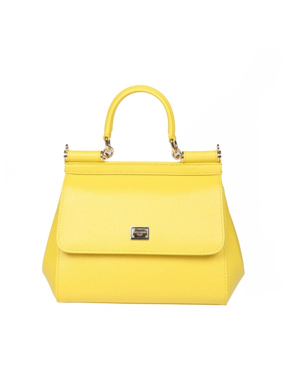 Shop Dolce & Gabbana Small Sicily Bag In Dauphine Leather In Yellow