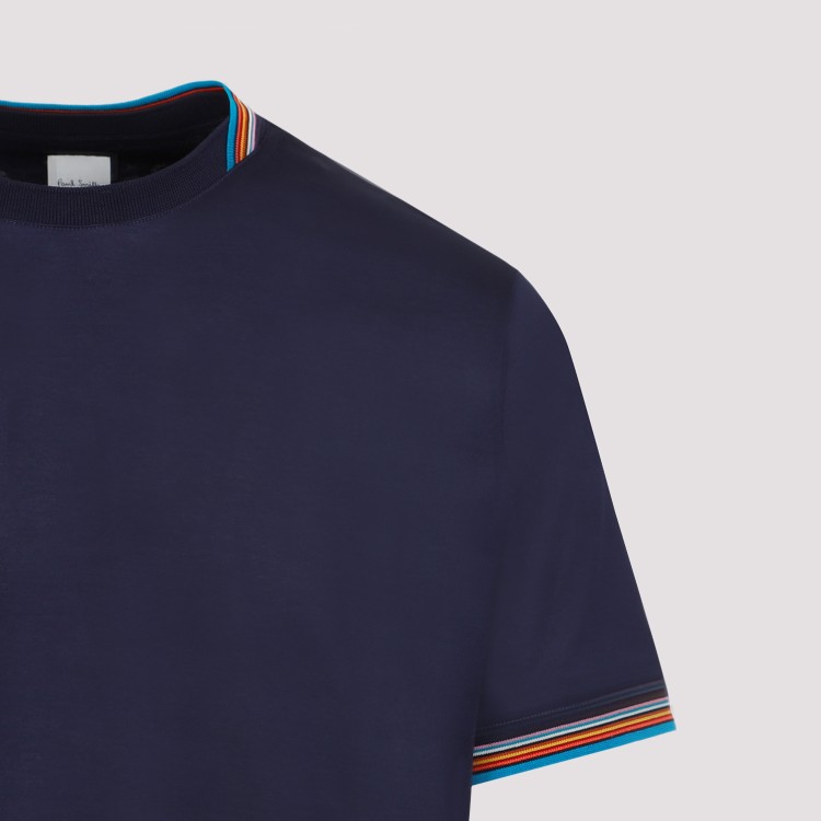 Shop Paul Smith Righe Navy Cotton T-shirt In Black