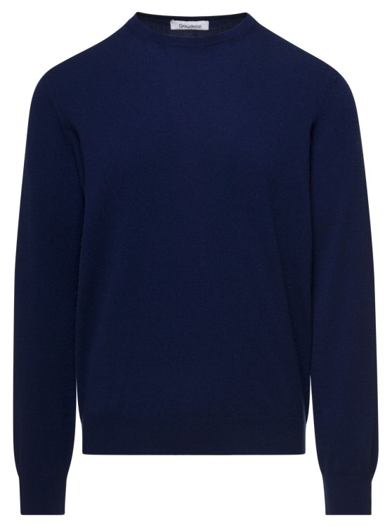 Gaudenzi Blue Crewneck Sweater With Long Sleeves In Cashmere In Black