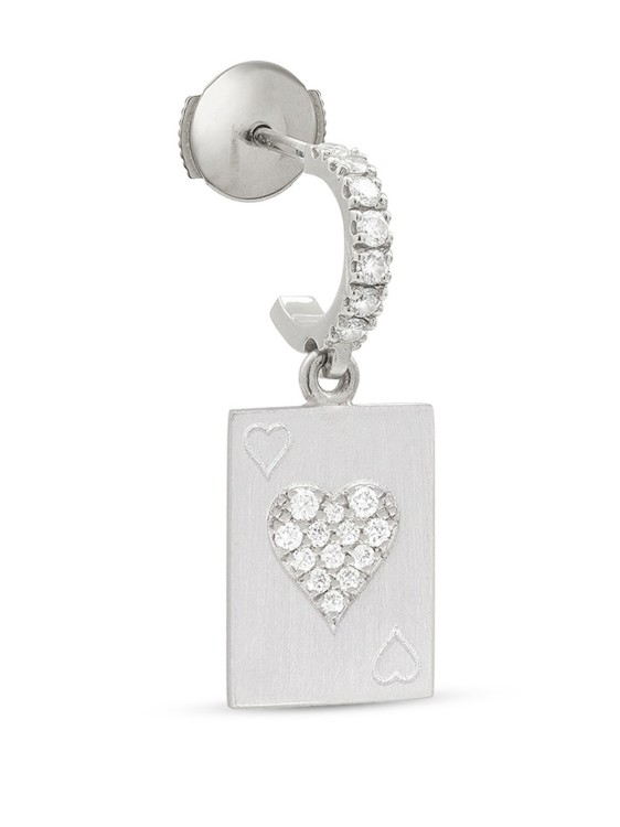 Mysteryjoy Heart Card Charm Earring White Gold In Not Applicable
