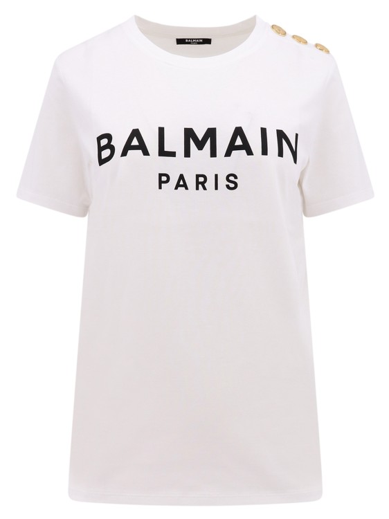 Balmain Biologic Cotton T-shirt With Logo Print In White