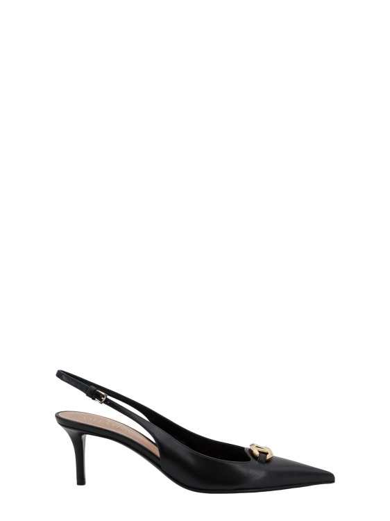 Shop Valentino Leather Slingback With Vlogo Signature Detail In Black