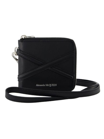 Shop Alexander Mcqueen Zip Around Billfold Wallet  - Black - Leather