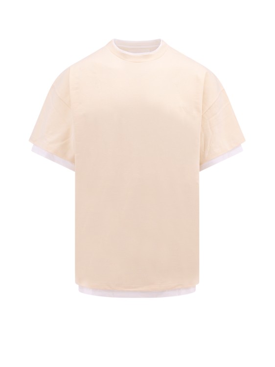 Shop Jil Sander Double Layer Cotton T-shirt In Neutrals