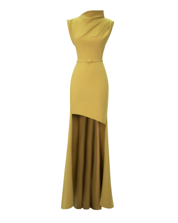 Gemy Maalouf Asymmetrical Neckline And Hemline Dress - Long Dresses In Yellow