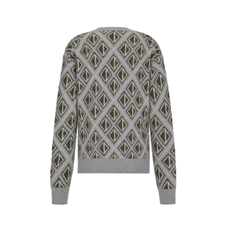 Shop Dior Cd Diamond Motif Wool Sweater In Grey