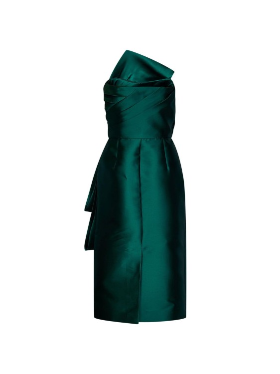 Shop Alberta Ferretti Mikado Midi Dress In Green