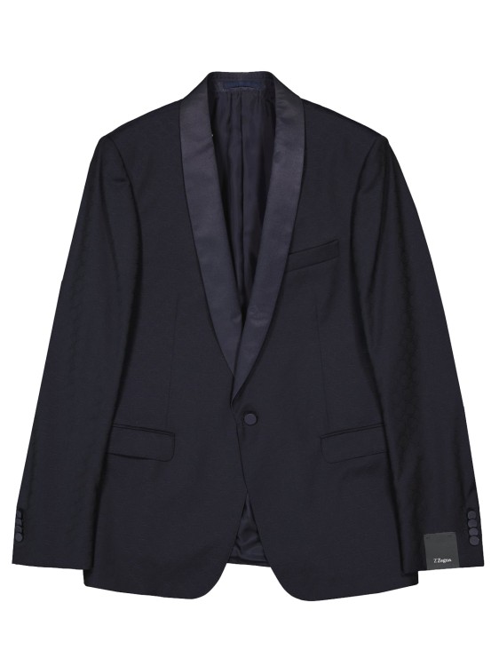 Shop Z Zegna Blue Wool Blazer Jacket In Black