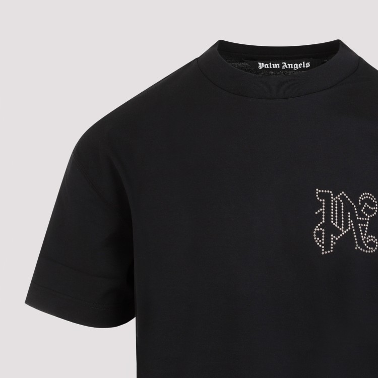 Shop Palm Angels Black Cotton Monogram Studded Classic T-shirt