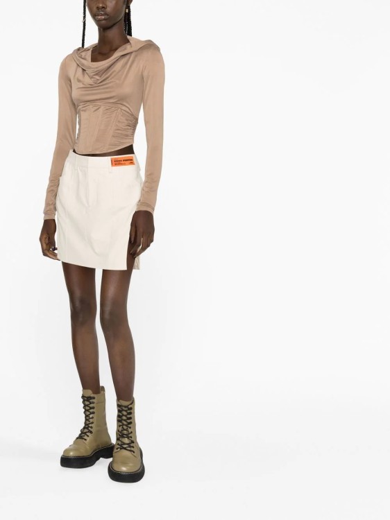 Shop Heron Preston White Canvas Cut-out Mini Skirt In Neutrals