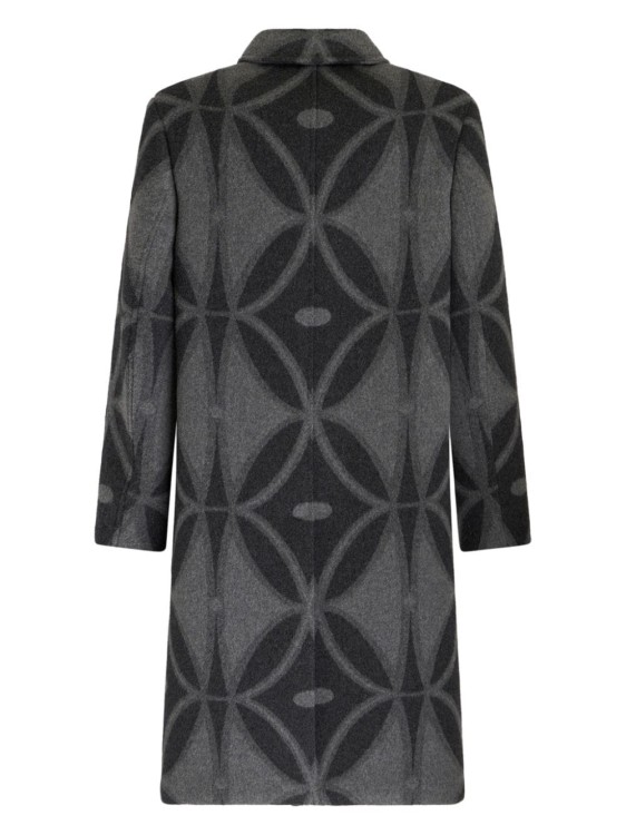 Etro Geometric-jacquard Wool Coat In Grey