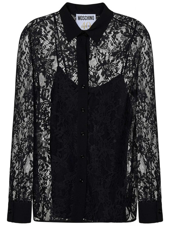 Moschino Black Floral Lace Shirt